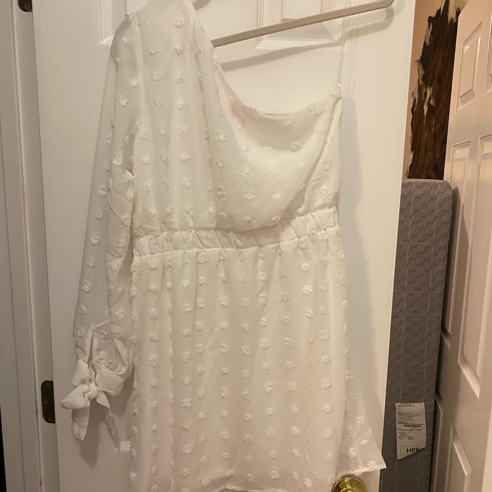 Pink lily white one shoulder dress